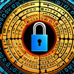**Strong Passwords and Authentication**  
   "An illustration of a digital lock surrounded by complex, colorful passwords made up of letters, numbers, and special characters. The background features a password manager interface showing strong password generation, emphasizing the importance of unique and strong passwords for securing cryptocurrency wallets."