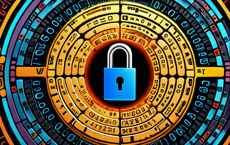 **Strong Passwords and Authentication**
"An illustration of a digital lock surrounded by complex, colorful passwords made up of letters, numbers, and special characters. The background features a password manager interface showing strong password generation, emphasizing the importance of unique and strong passwords for securing cryptocurrency wallets."